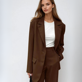 Vintage mocha blazer a široké kalhoty