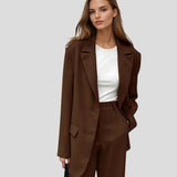 Vintage mocha blazer a široké kalhoty