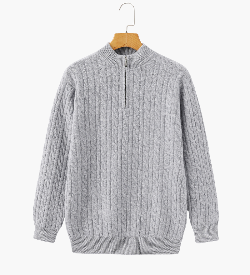 100% Kašmír Woven Half Zip