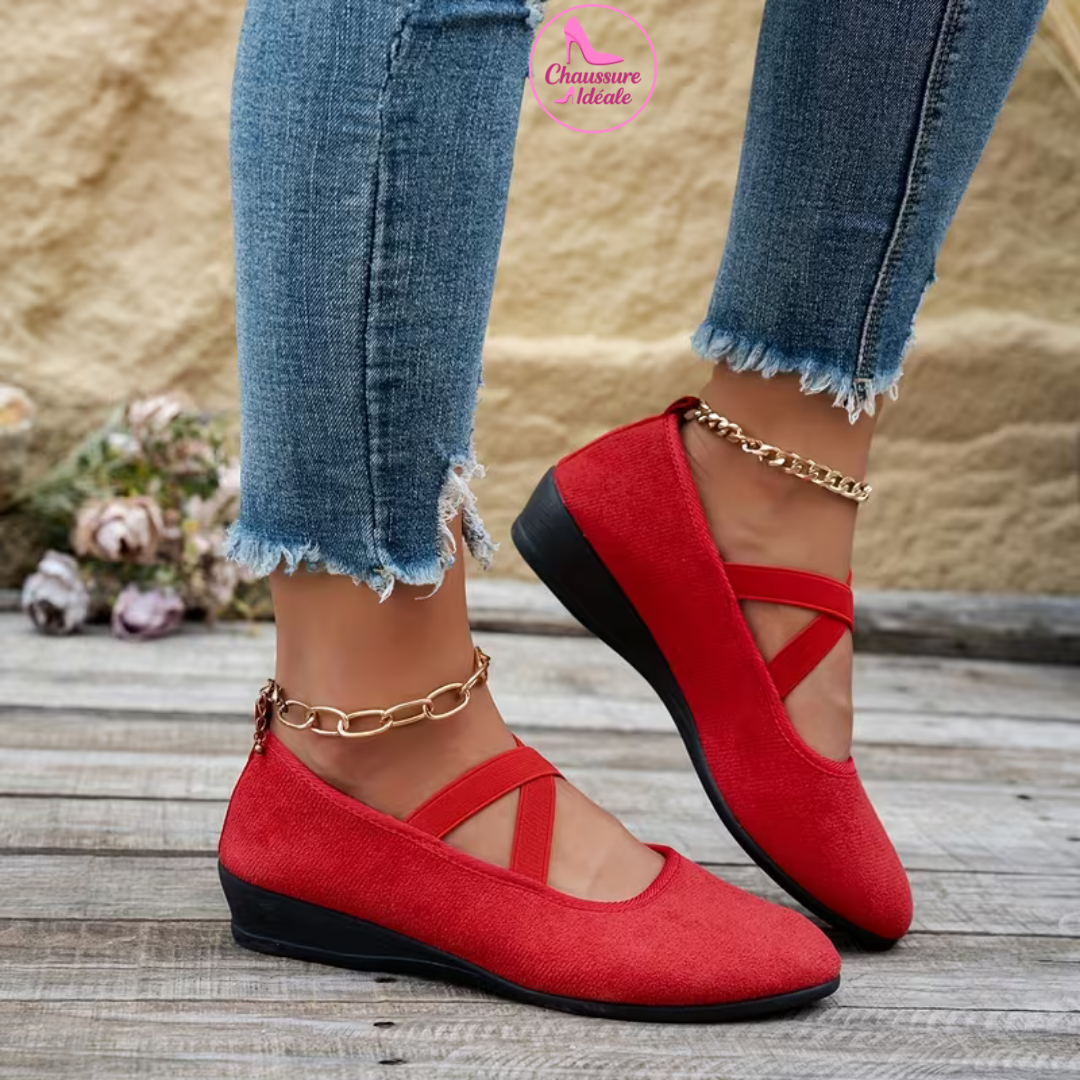 Simona – Elegantní baleríny s klínovým podpatkem a anatomickou podporou