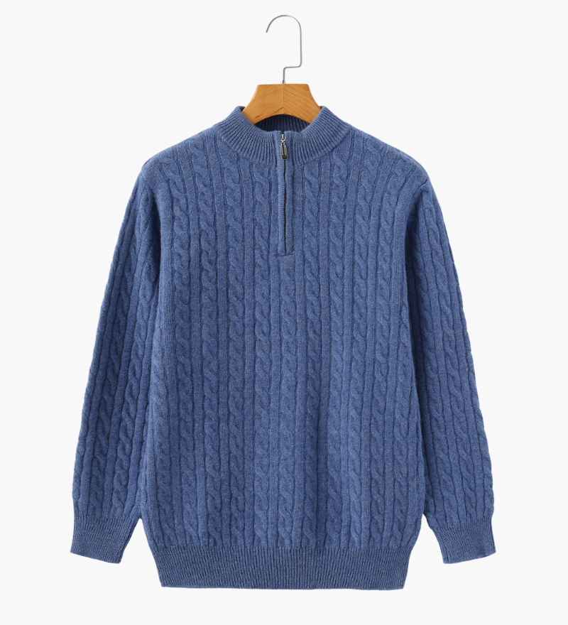 100% Kašmír Woven Half Zip