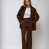 Vintage mocha blazer a široké kalhoty