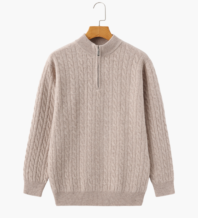 100% Kašmír Woven Half Zip