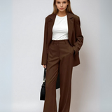 Vintage mocha blazer a široké kalhoty