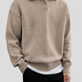 Vlněný knoflíkový pulovr s půl zipem