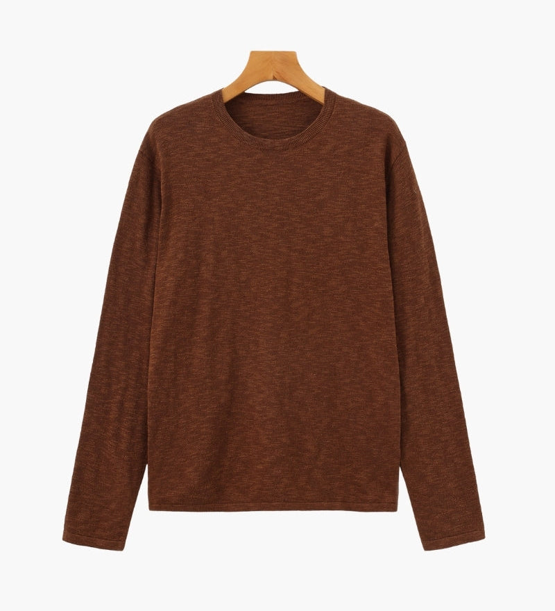 Lněný bavlněný základní crewneck