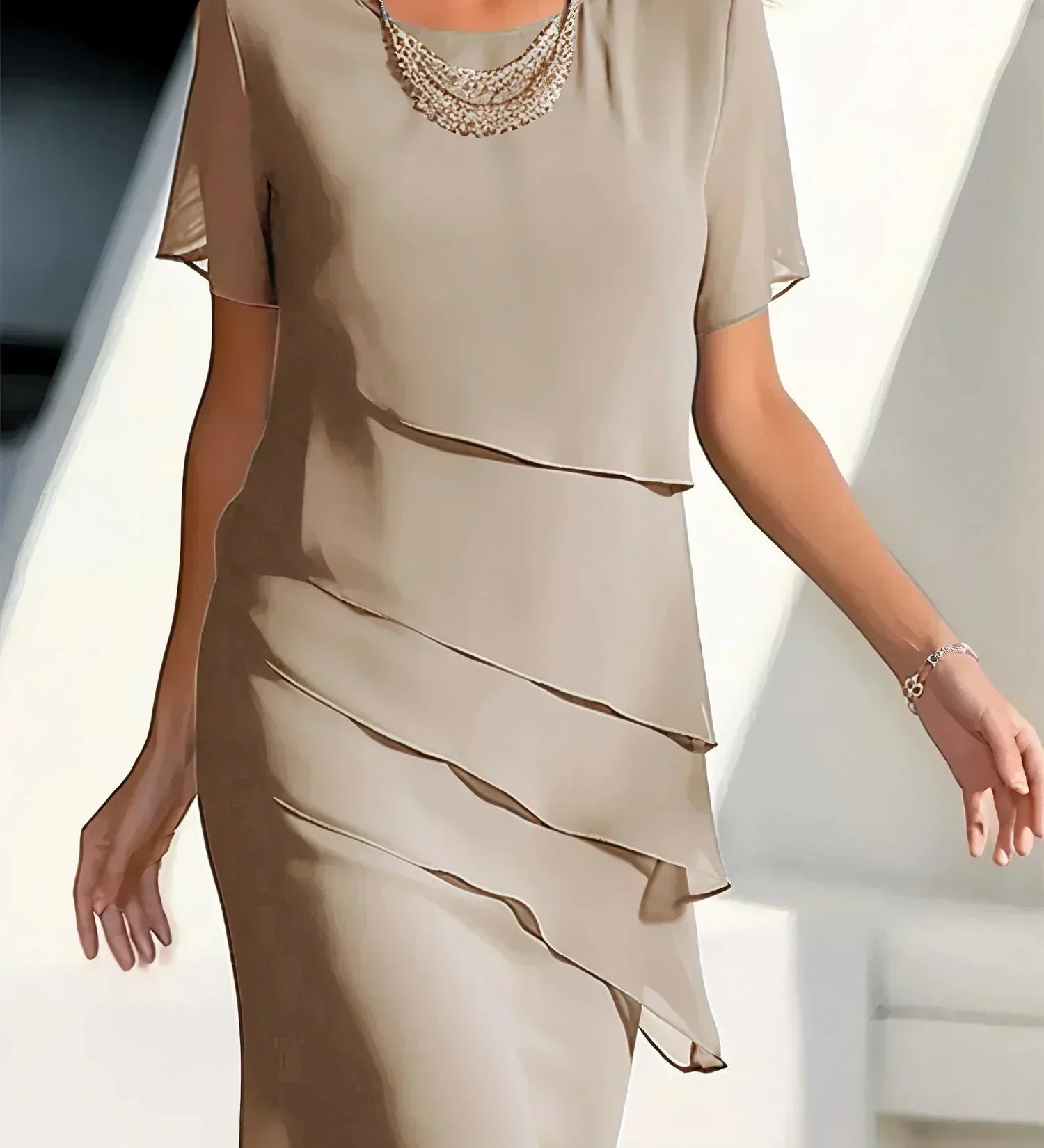 Ilinca – Midi šaty z chiffon s překryvnými vrstvami