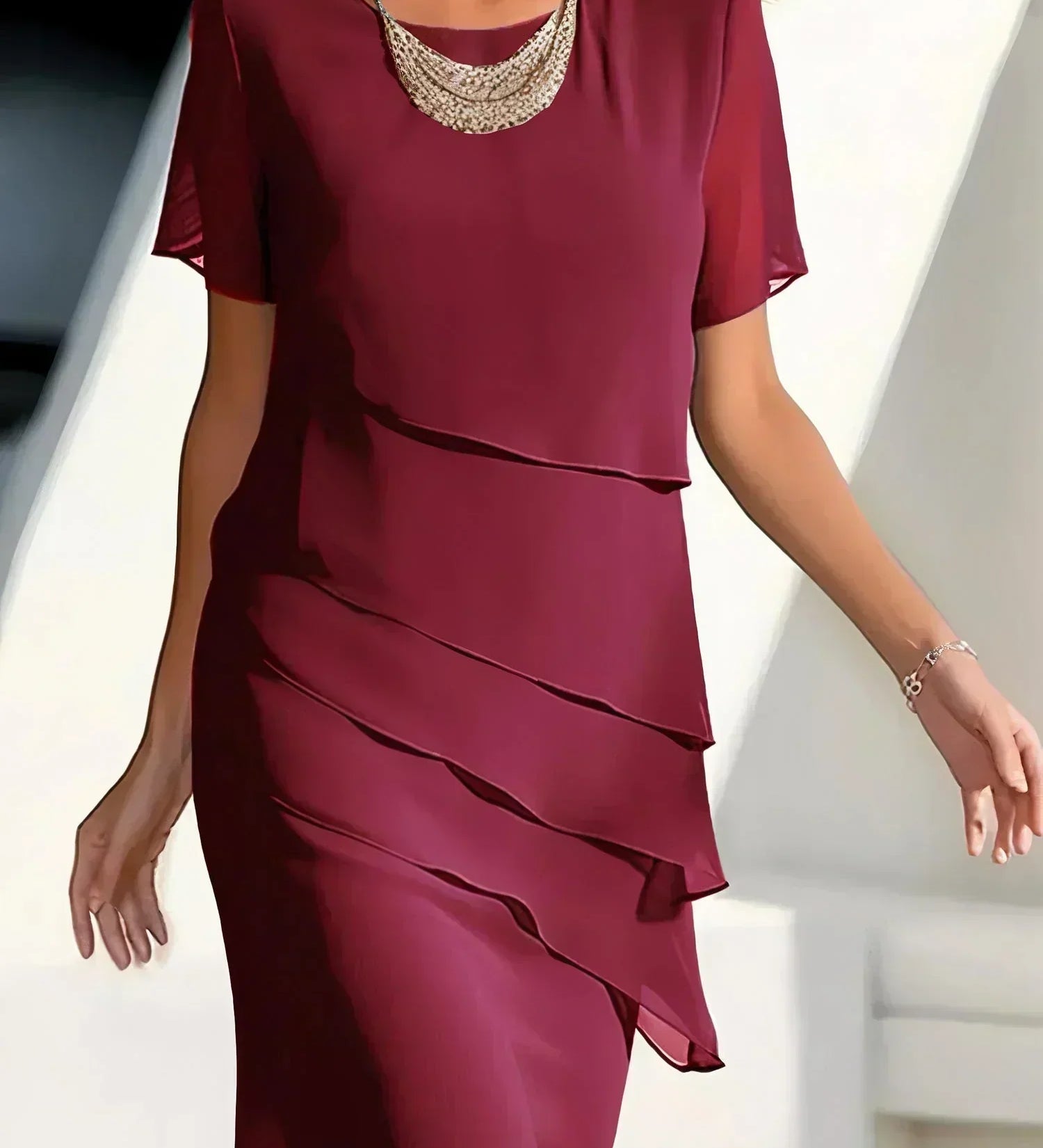 Ilinca – Midi šaty z chiffon s překryvnými vrstvami