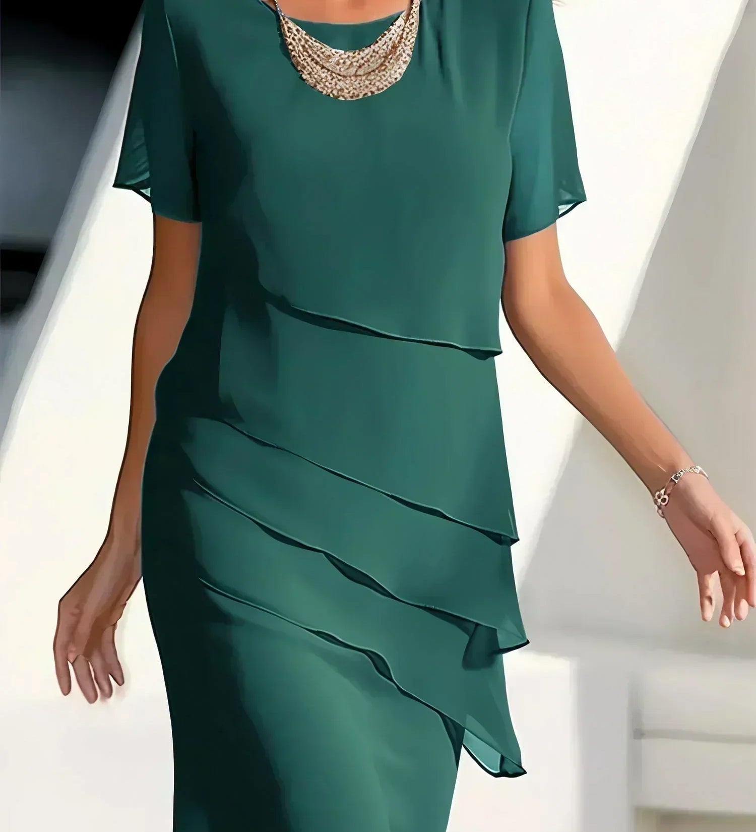 Ilinca – Midi šaty z chiffon s překryvnými vrstvami
