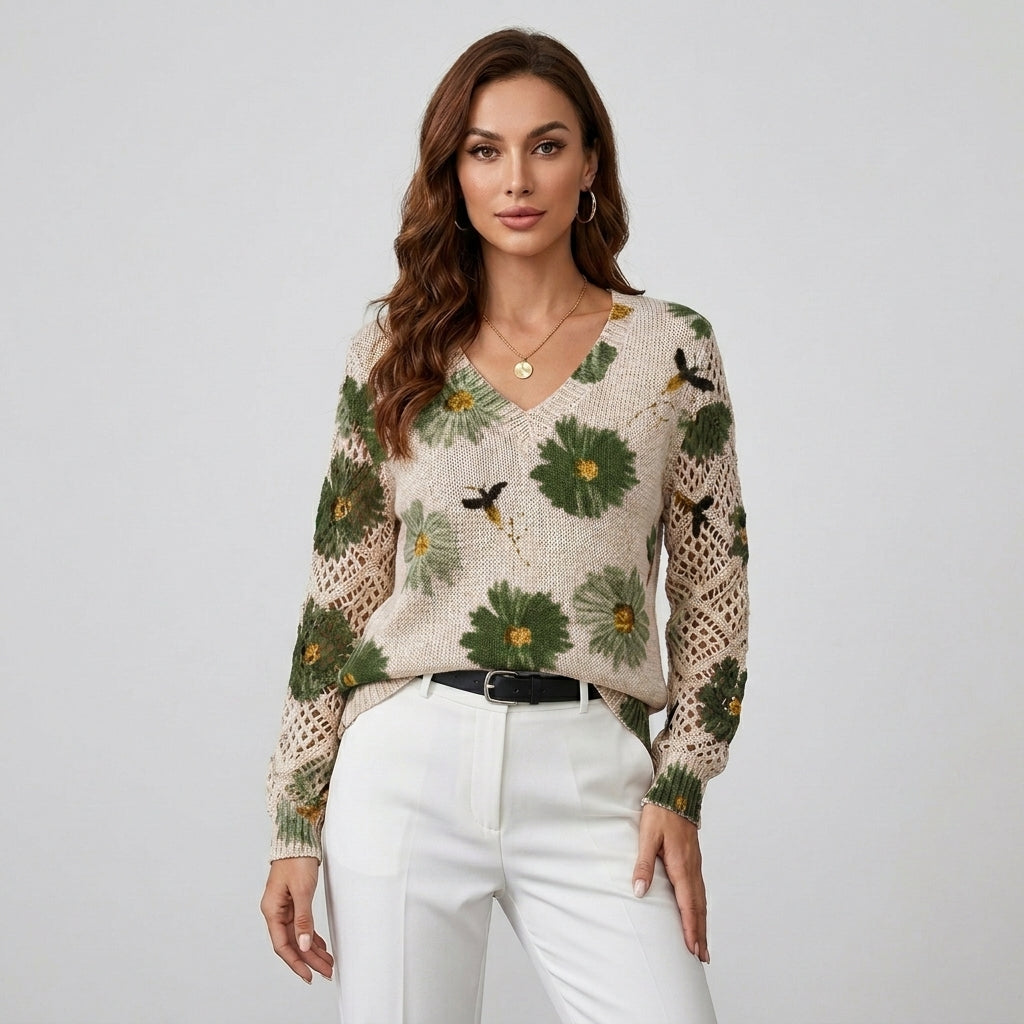 Nia - Květinový Elegantní Svetr